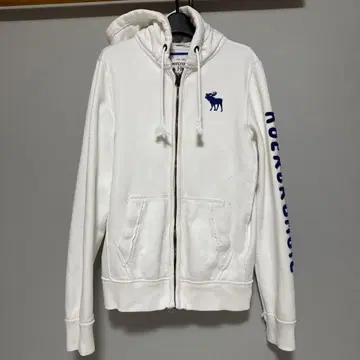 아바클로 ABERCROMBIE 화이트 자수 화이트 풀 집업 후드티 L