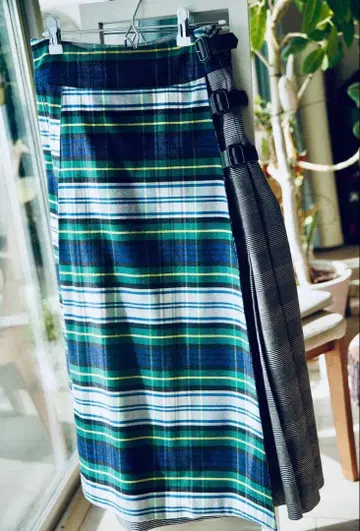 BEAMS BOY 타탄 체크 크레이지 퀼트 롱 스커트