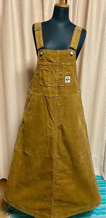 CHUMS 코듀로이 롱 오버롤 브라운