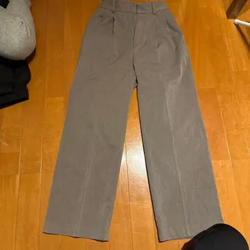 그레이 하이웨스트 와이드 팬츠