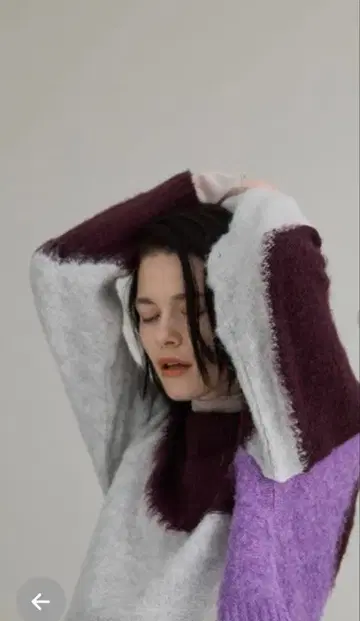 WOMEN 컬러 블록 디자인 긴팔 니트