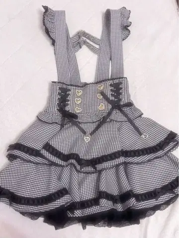 LIZLISA 사다리 리본 체크 티어드 치마바지 정품