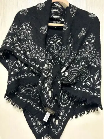 마니푸리 울 실크 스톨 페이즐리 (블랙)