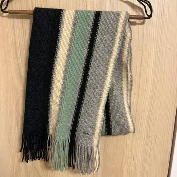 LACOSTE 스트라이프 머플러 울 혼방