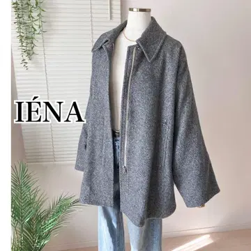 IENA 울 실크 숏 폼 코트 판초 텐트 라인 트위드