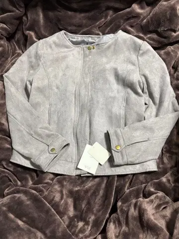 그레이 노카라 자켓 스웨이드풍