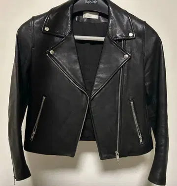 HARE 블랙 가죽 더블 라이더 자켓