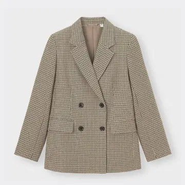 GU 더블 브레스트 체크 자켓