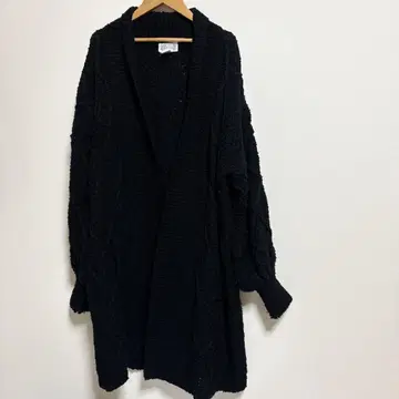 [사이드 이펙트] 케이블 니트 가디건 S 블랙 무지 루즈핏