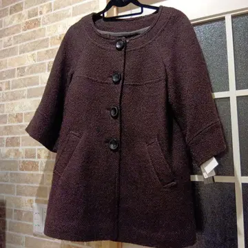 다크 브라운 플레어 슬리브 울 코트