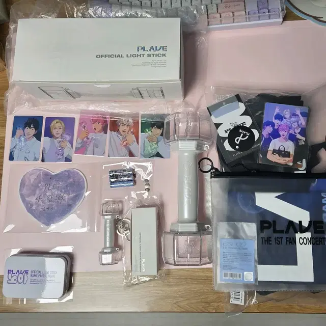 급처일괄)플레이브 응원봉 아뵹 키링 파츠 가방 빅포카 앙콘 슬로건 컨페티