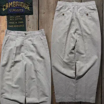 90s 마린넨 2턱 와이드 팬츠 슬랙스 올드 클래식 베이지