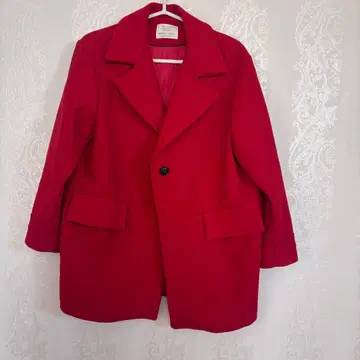 ZARA 빨간색 울 혼방 피코트 164 cm