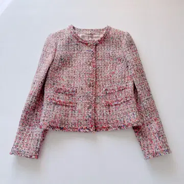 [ 새상품급 ] 아나이 ANAYI 믹스 트위드 자켓 노카라 골드 버튼