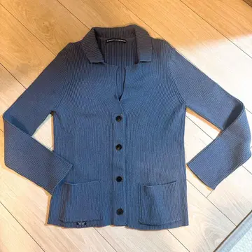 마드모아젤 논논 니트 가디건 탁한 블루 긴팔