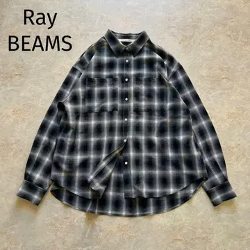 컨디션 최상 25AW 레이빔즈 옴브레 체크 빅 셔츠 블랙 이번 시즌