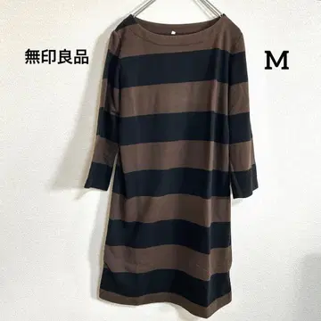 무인양품 MUJI 면 혼방 보더 튜닉 원피스