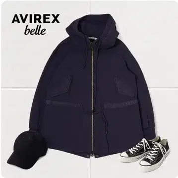 J210@ AVIREX Belle 자켓 후드 부착 지퍼 네이비