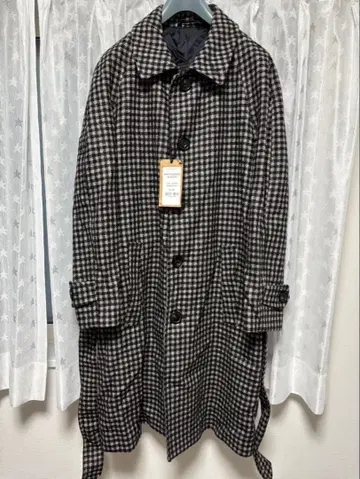 팔토 체크 무늬 스텐카라 코트