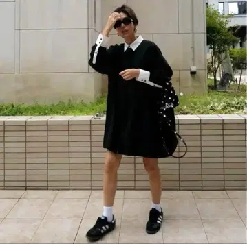 새상품급 machatt 마차트 더블 크로스 바이 컬러 드레스 블랙 정품