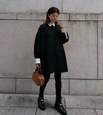 새상품급 machatt 마차트 더블 크로스 바이 컬러 드레스 블랙 정품