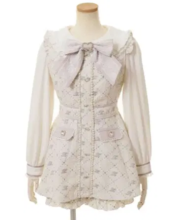 리즈리사 모노그램 리본 트위드 셋업 핑크