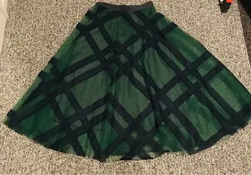 SNIDEL 스나이델 그린 x 퍼플 레이스 플레어 샤샤 스커트 0