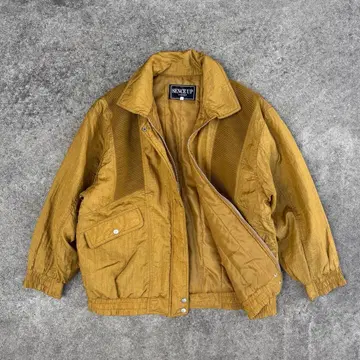 90's vintage 절개 블루종 머스타드 아메카지 시티 보이