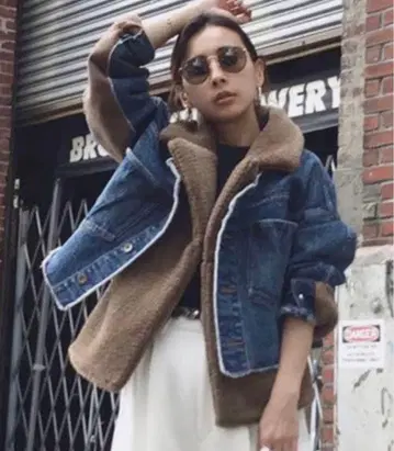 AMERI MOUTON LAYERED DENIM JACKET