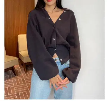 새상품 SeaRoomlynn 밀라노 RIB 볼륨 탑 가디건