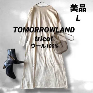 [ 새상품급 ] 투모로우랜드 소매 리브 롱 니트 원피스 아이보리 L