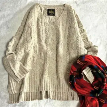 어반 리서치 도어스 해밀턴 울 아란 패턴 니트 V넥 베이지