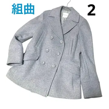 쿠미쿄쿠 온워드 울 100% 그레이 P 코트