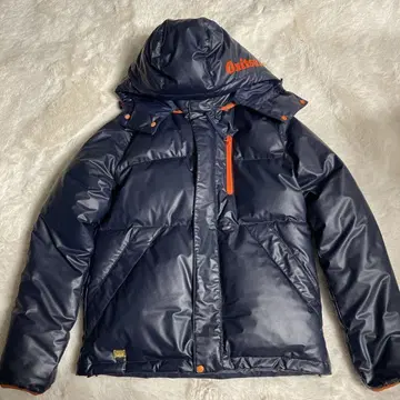 오니츠카타이거 다운 자켓 프리 소매 네이비 후드 겨울 의류 방한