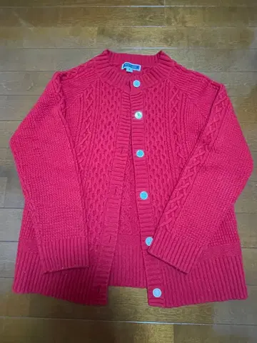 빨간색 케이블 니트 가디건 스미노 포틀랜드