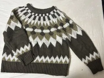 페어아일 패턴 긴팔 니트 스웨터