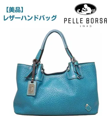 [새상품급] PELLE BORSA 터콰이즈 가죽 핸드백