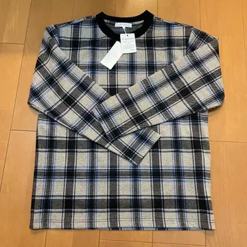 남성용 체크 롱티 스웨터 니트 트레이너