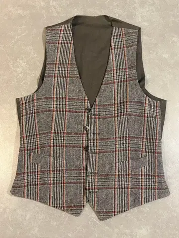LARDINI 체크 무늬 베스트 그레이 계열 사이즈 42