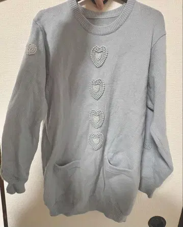 하트 비즈 니트 구제 의류