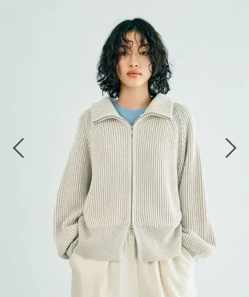 [ 새상품 ] LEPSIM 7게이지 배색 리브 ZIP 가디건