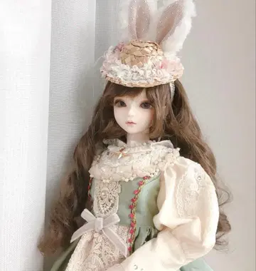 MSD SDM 유안젤리카님 제작 복슬복슬 토끼 귀 보닛 핑크