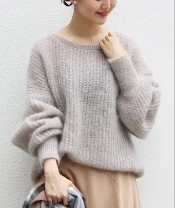 IENA 모헤어 혼방 보트넥 와이드 풀오버 모헤어 니트 이에나 일본제