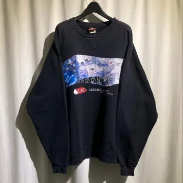 vintage [ hanes ] beefy 맨투맨 기업 로고 블랙