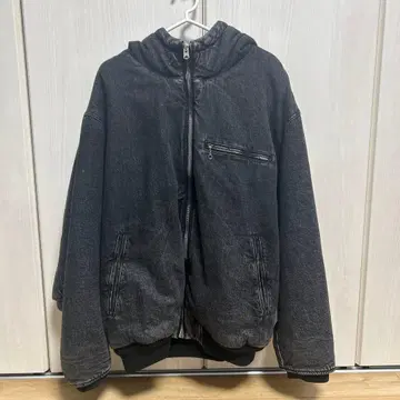 RAGEBLUE 그레이 후드 부착 데님 점퍼