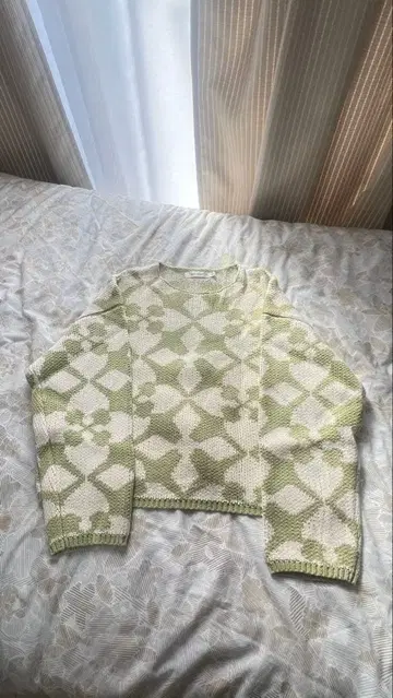 MOUSSY 기하학 패턴 긴팔 니트