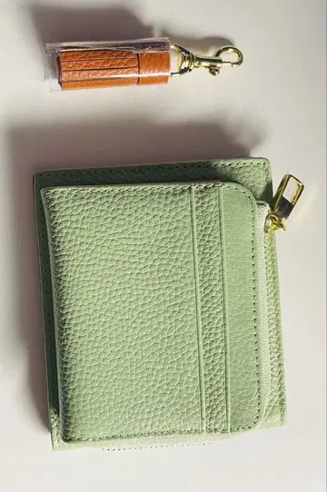 LIZDAYS 2단 접이식 지갑 피스타치오/라이트 브라운