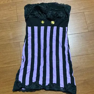 d.i.a. 슬리브리스 미니 원피스 블랙 보라색 스트라이프