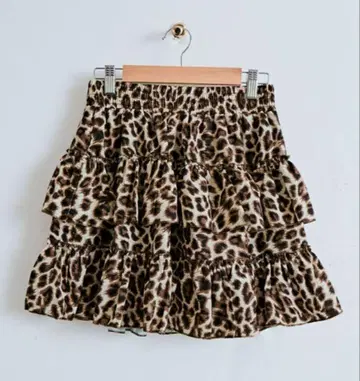 레오파드 무늬 티어드 미니 스커트