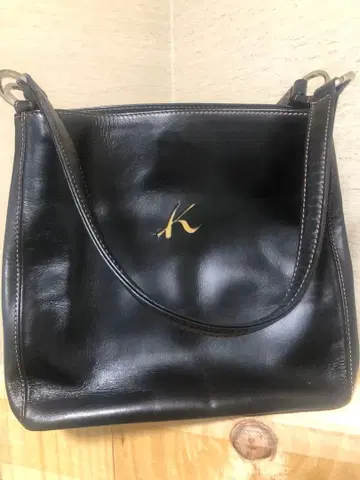 키타무라 블랙 가죽 숄더백 로고